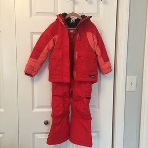 Red Lands End Squall coat and snow pants, Sz 4